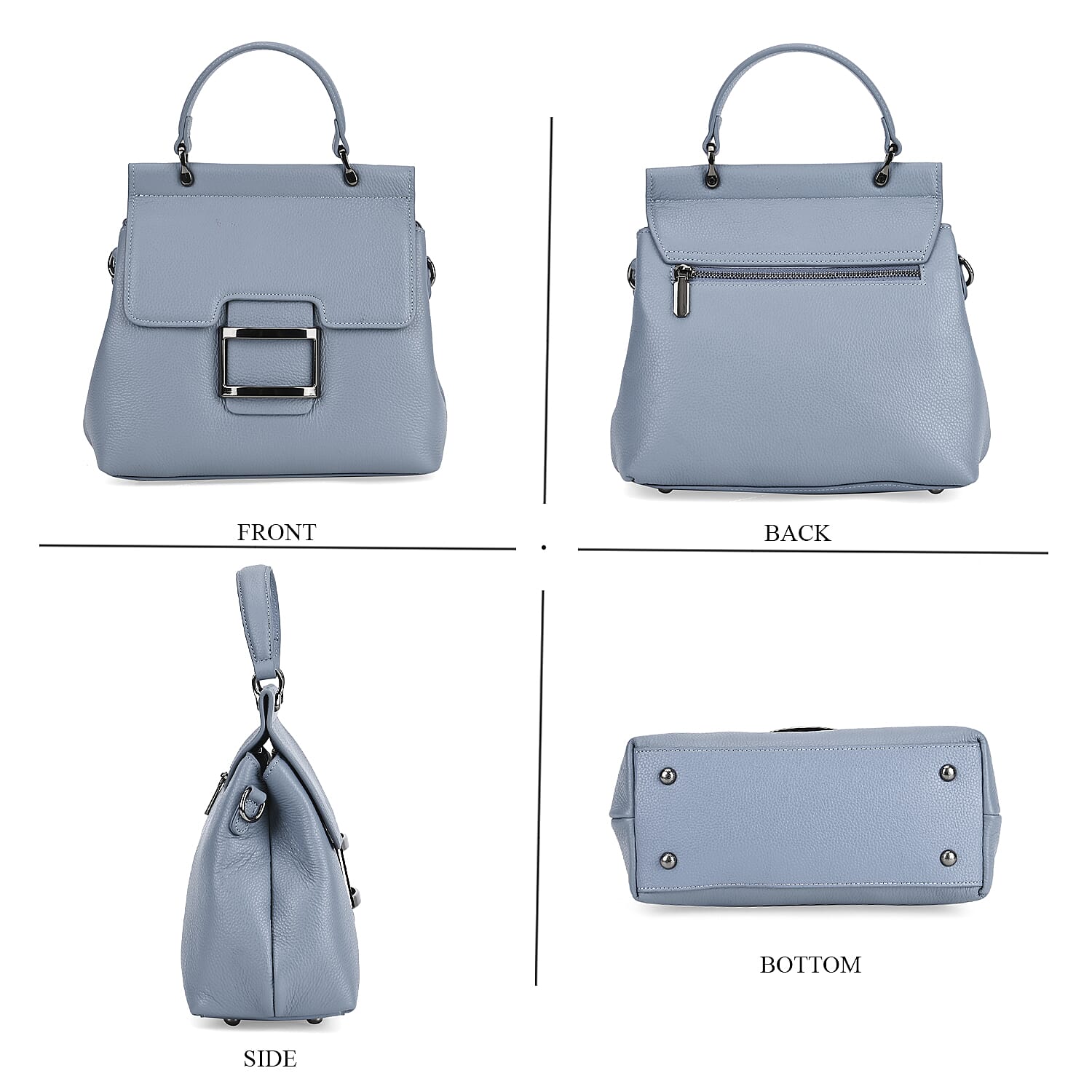 Genuine Leather Crossbody Bag (Size 25x11x22 cm) - Blue