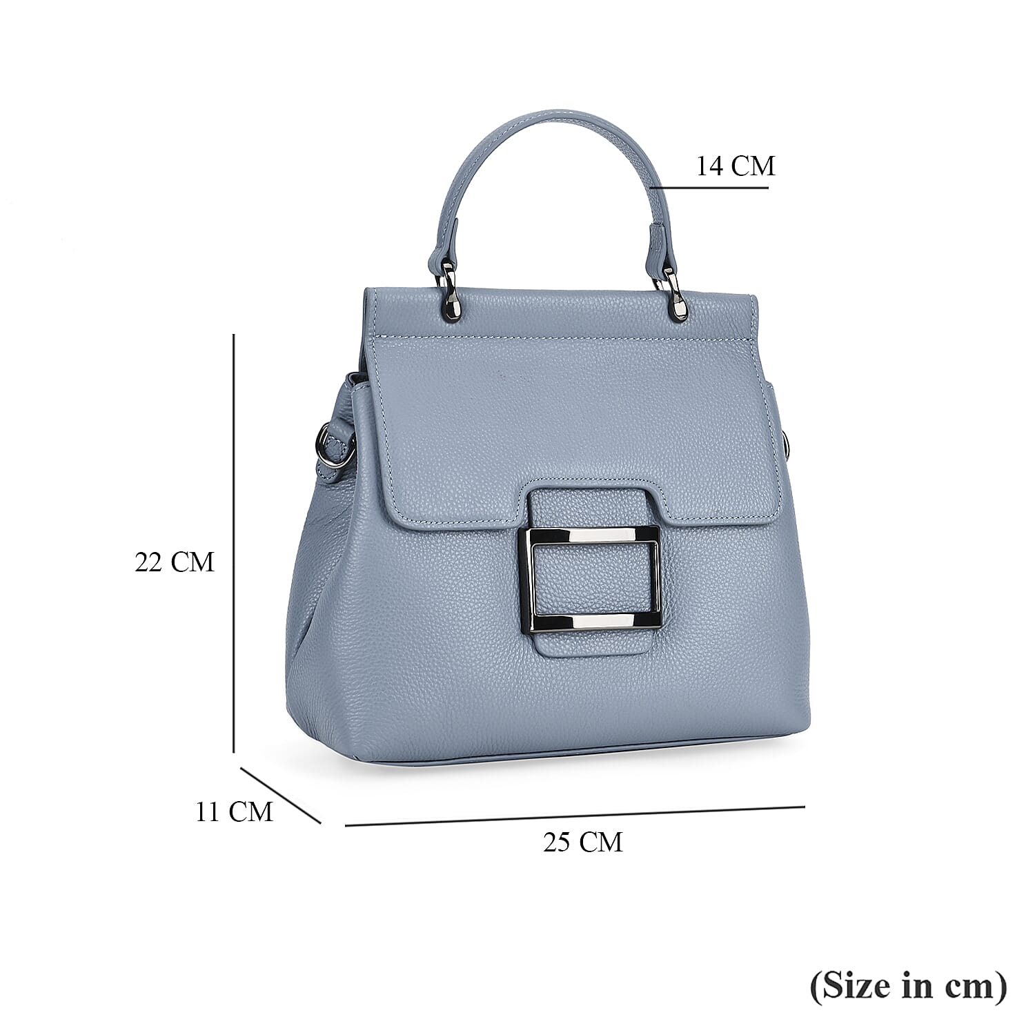 Genuine Leather Crossbody Bag (Size 25x11x22 cm) - Blue