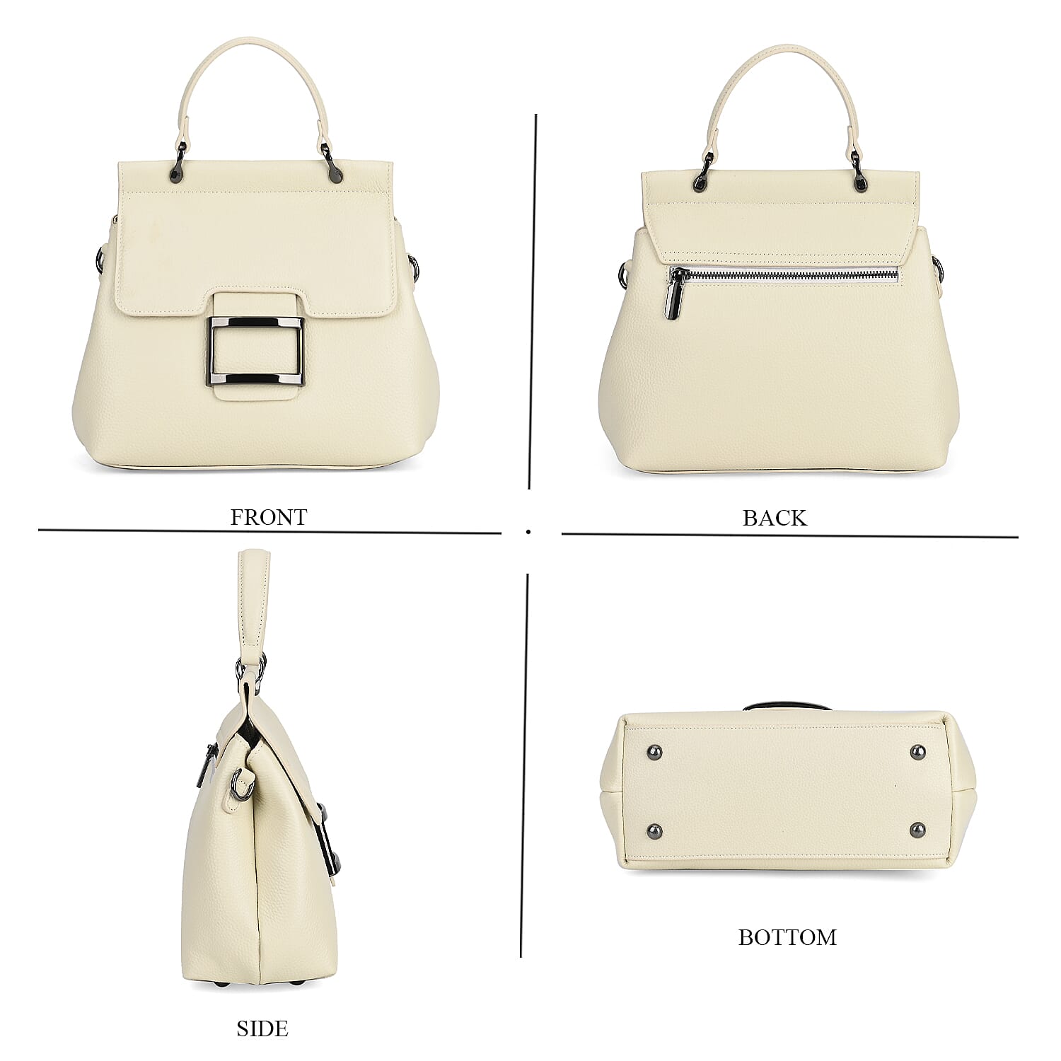 Genuine Leather Crossbody Bag (Size 25x11x22 cm) - Off White