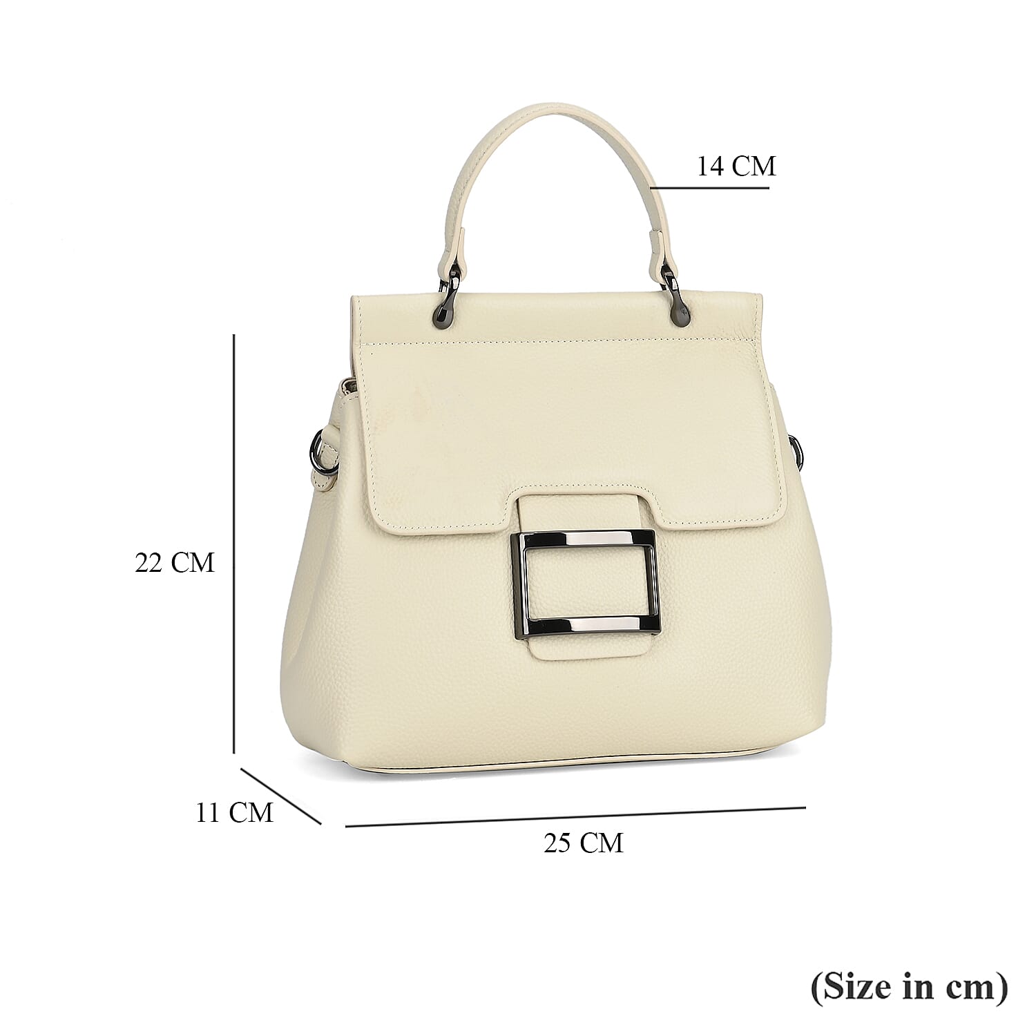 Genuine Leather Crossbody Bag (Size 25x11x22 cm) - Off White