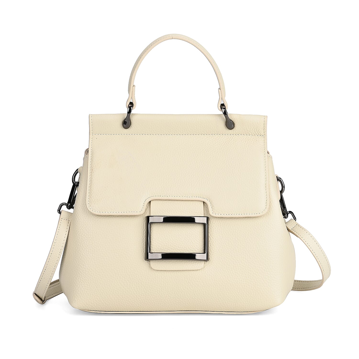 Genuine Leather Crossbody Bag (Size 25x11x22 cm) - Off White