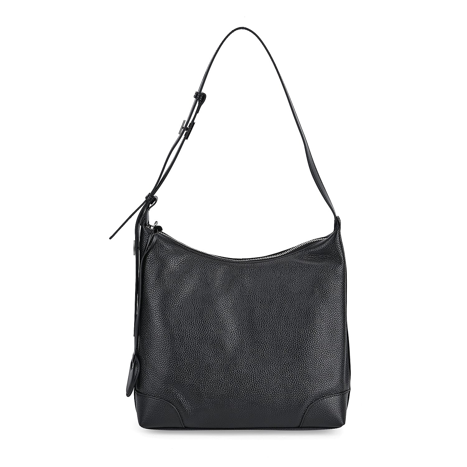 Leather Solid Crossbody Bag (Size 29x8x30 cm) - Black