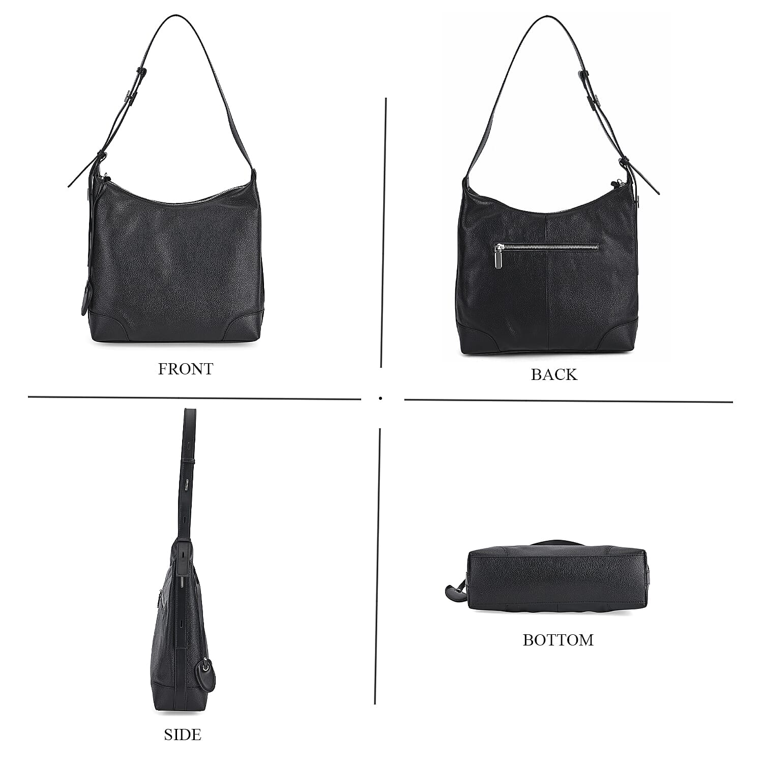 Leather Solid Crossbody Bag (Size 29x8x30 cm) - Black