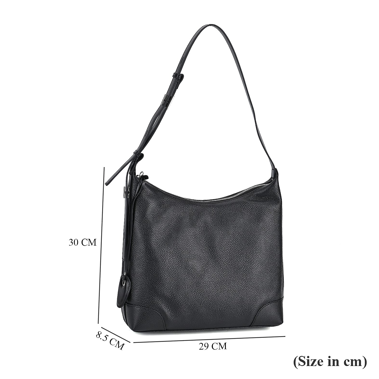 Leather Solid Crossbody Bag (Size 29x8x30 cm) - Black