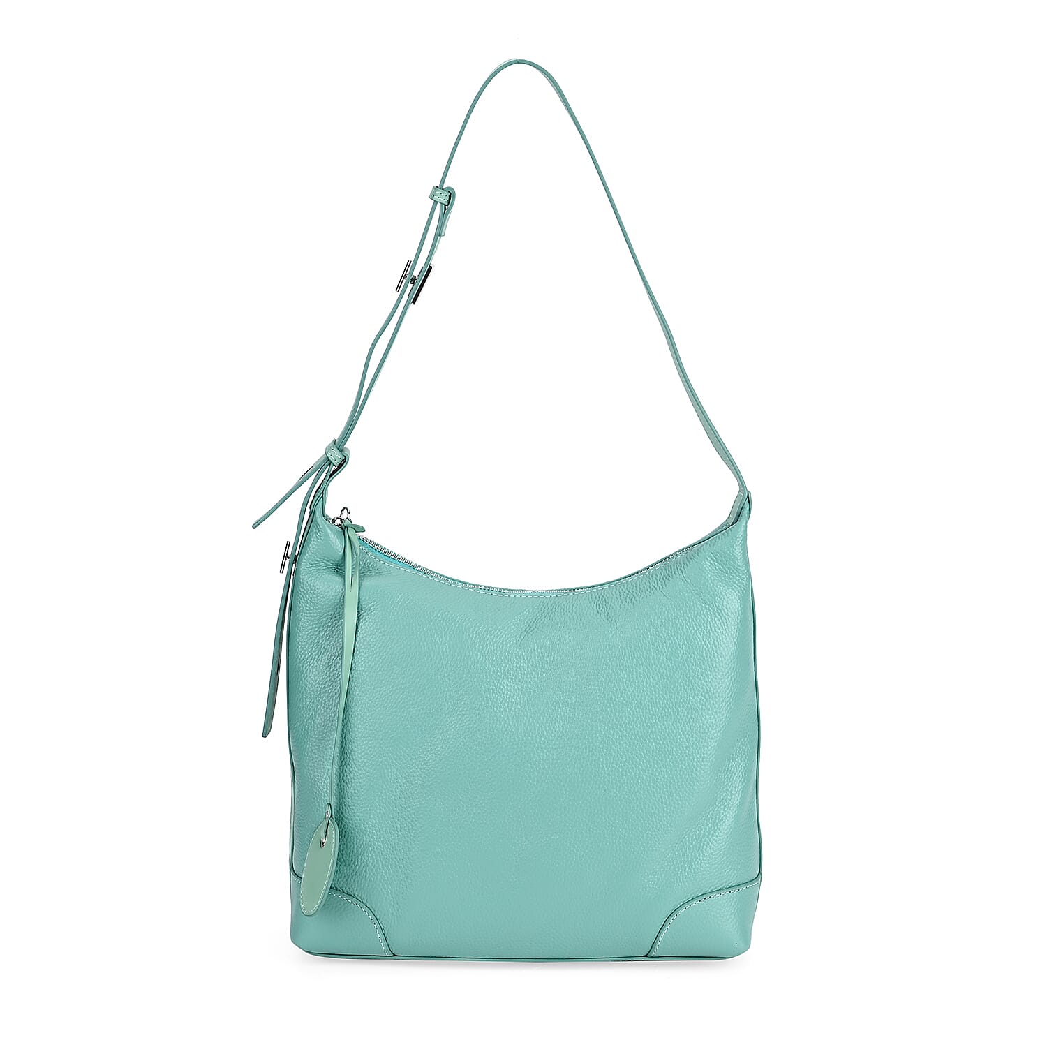 Leather Solid Crossbody Bag (Size 29x8x30 cm) - Turquoise