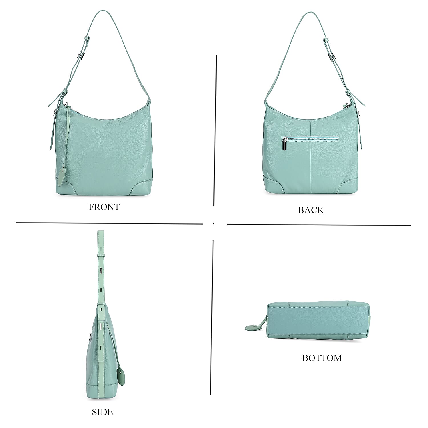 Leather Solid Crossbody Bag (Size 29x8x30 cm) - Turquoise