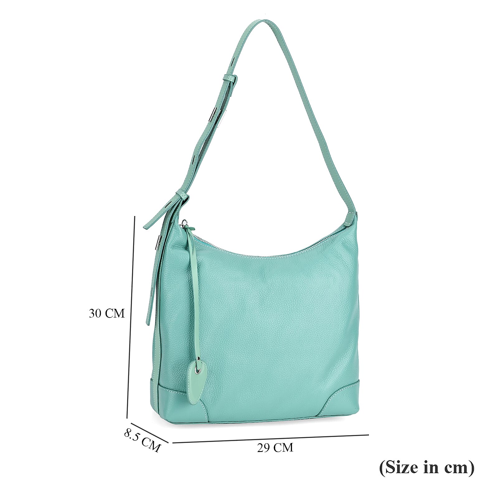Leather Solid Crossbody Bag (Size 29x8x30 cm) - Turquoise