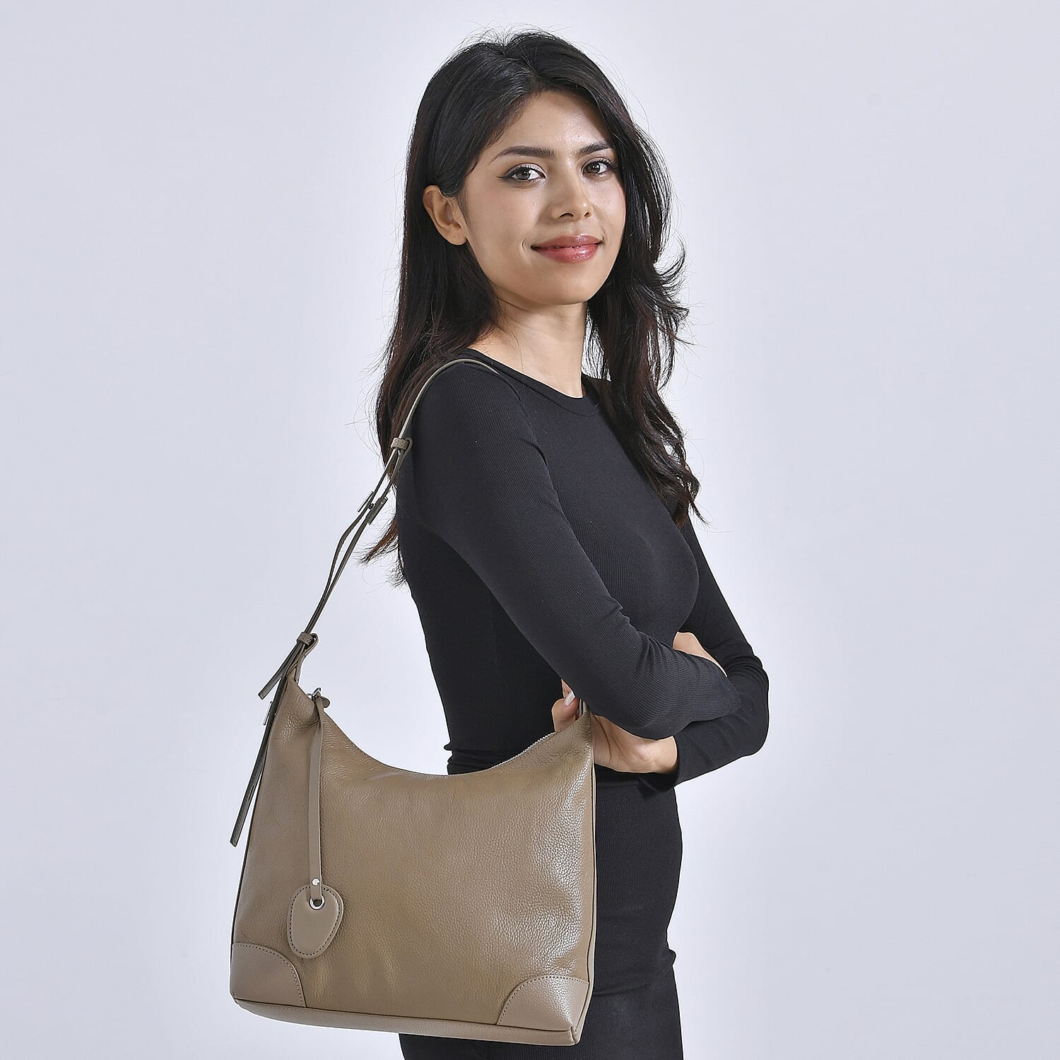 Leather Solid Crossbody Bag (Size 29x8x30 cm) - Beige