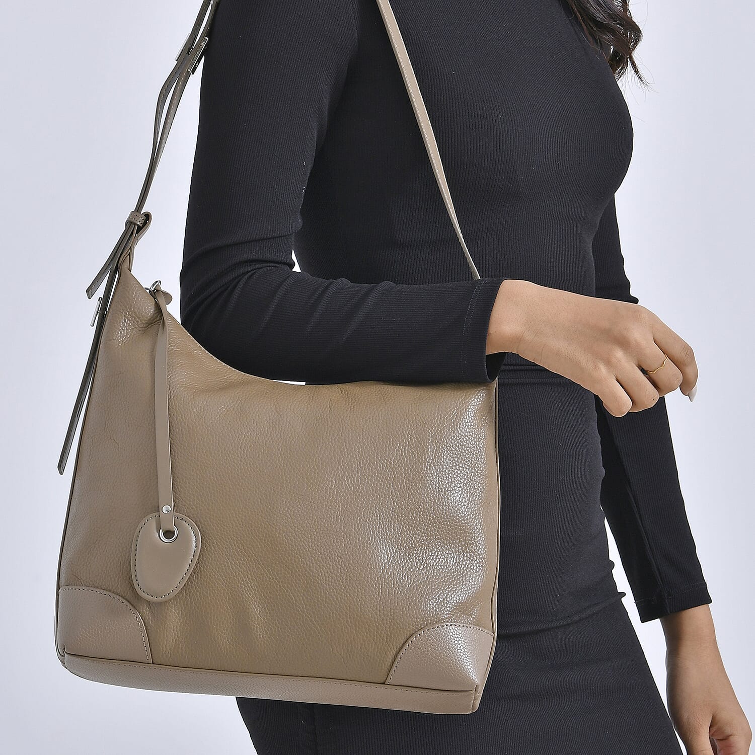 Leather Solid Crossbody Bag (Size 29x8x30 cm) - Beige