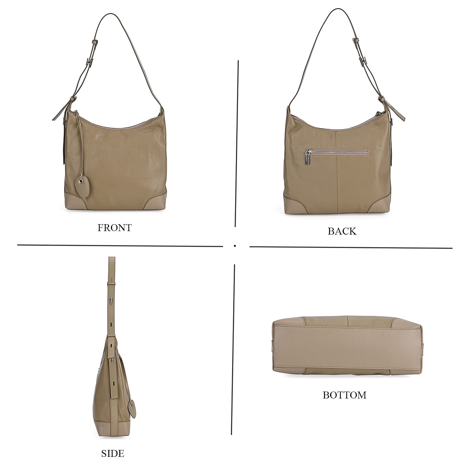 Leather Solid Crossbody Bag (Size 29x8x30 cm) - Beige