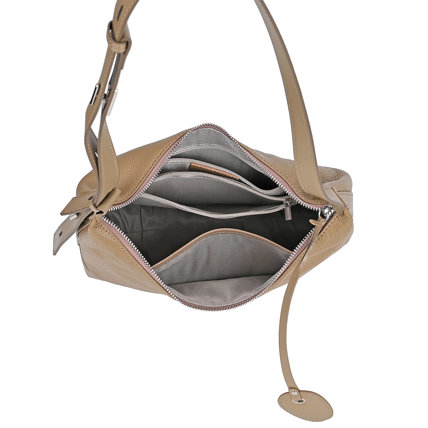 Leather Solid Crossbody Bag (Size 29x8x30 cm) - Beige