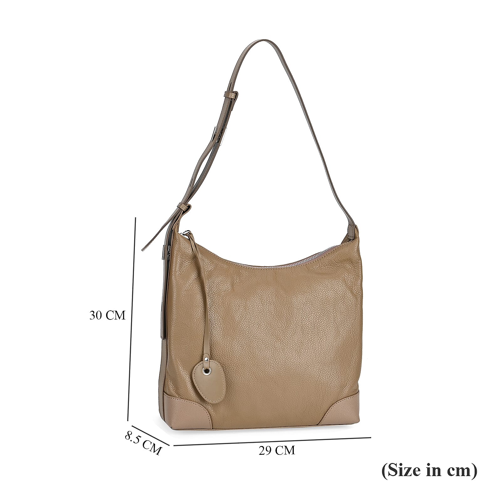 Leather Solid Crossbody Bag (Size 29x8x30 cm) - Beige