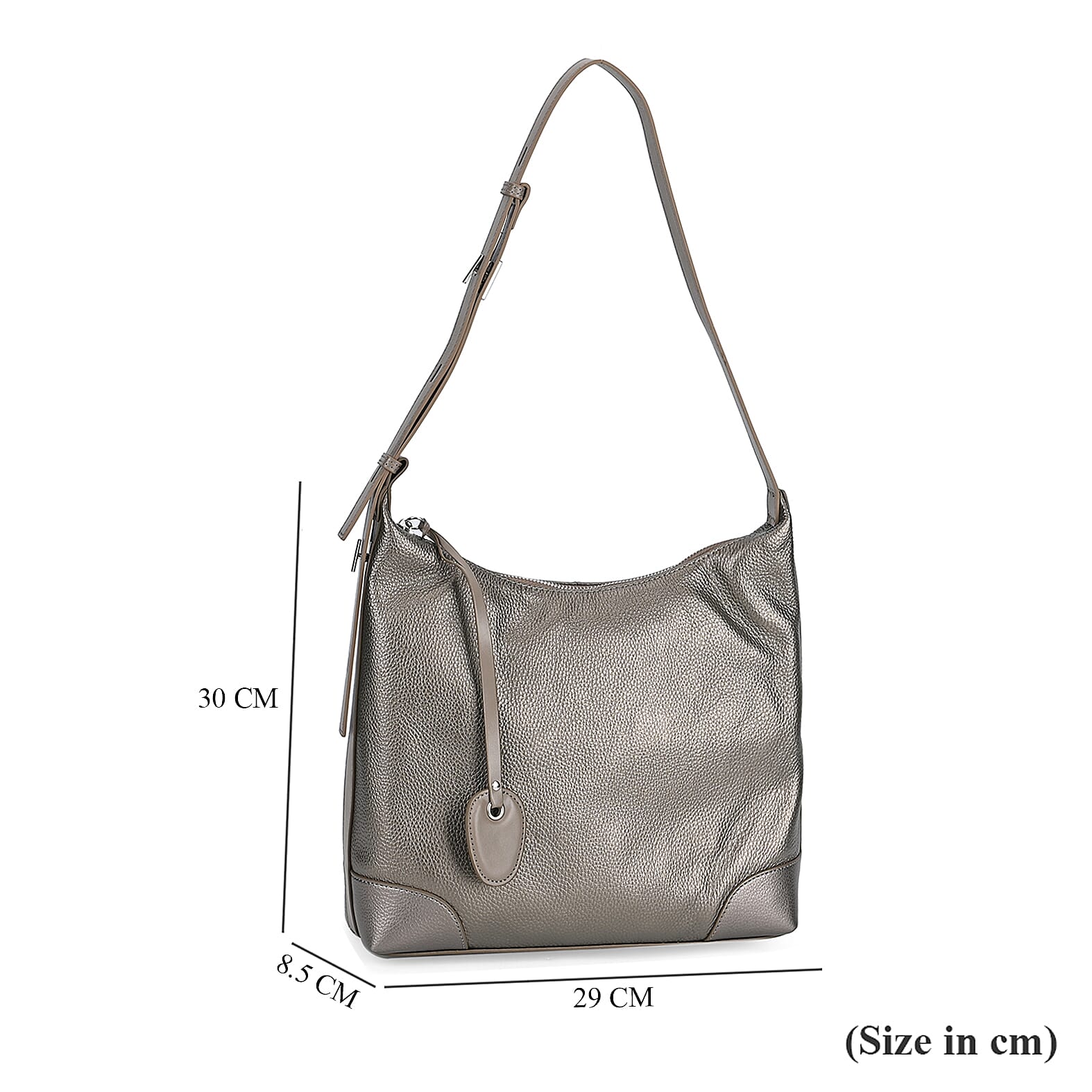 Leather Solid Crossbody Bag (Size 29x8x30 cm) - Metallic Grey