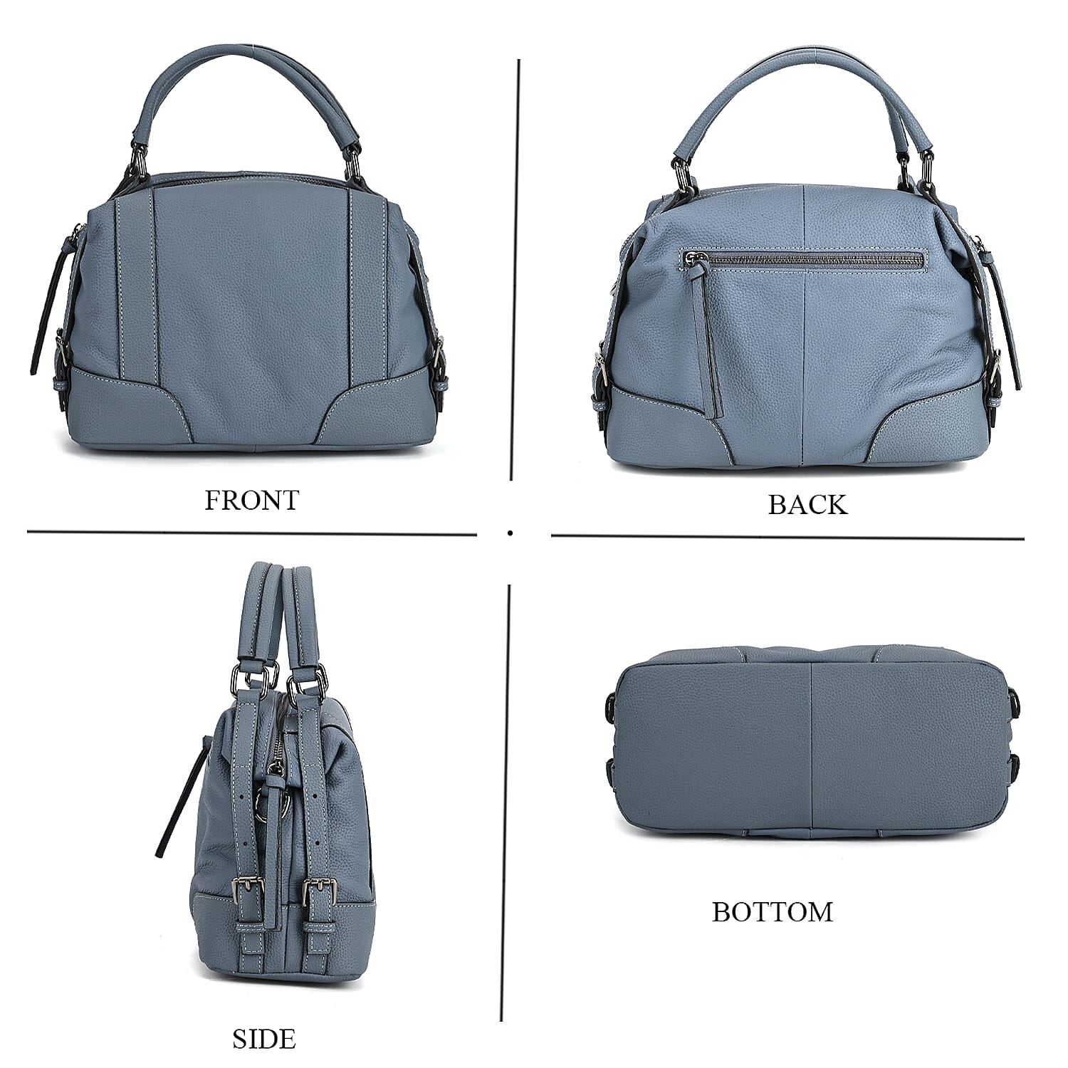 Leather Solid Crossbody Bag (Size 29x13x22 cm) - Navy & Green