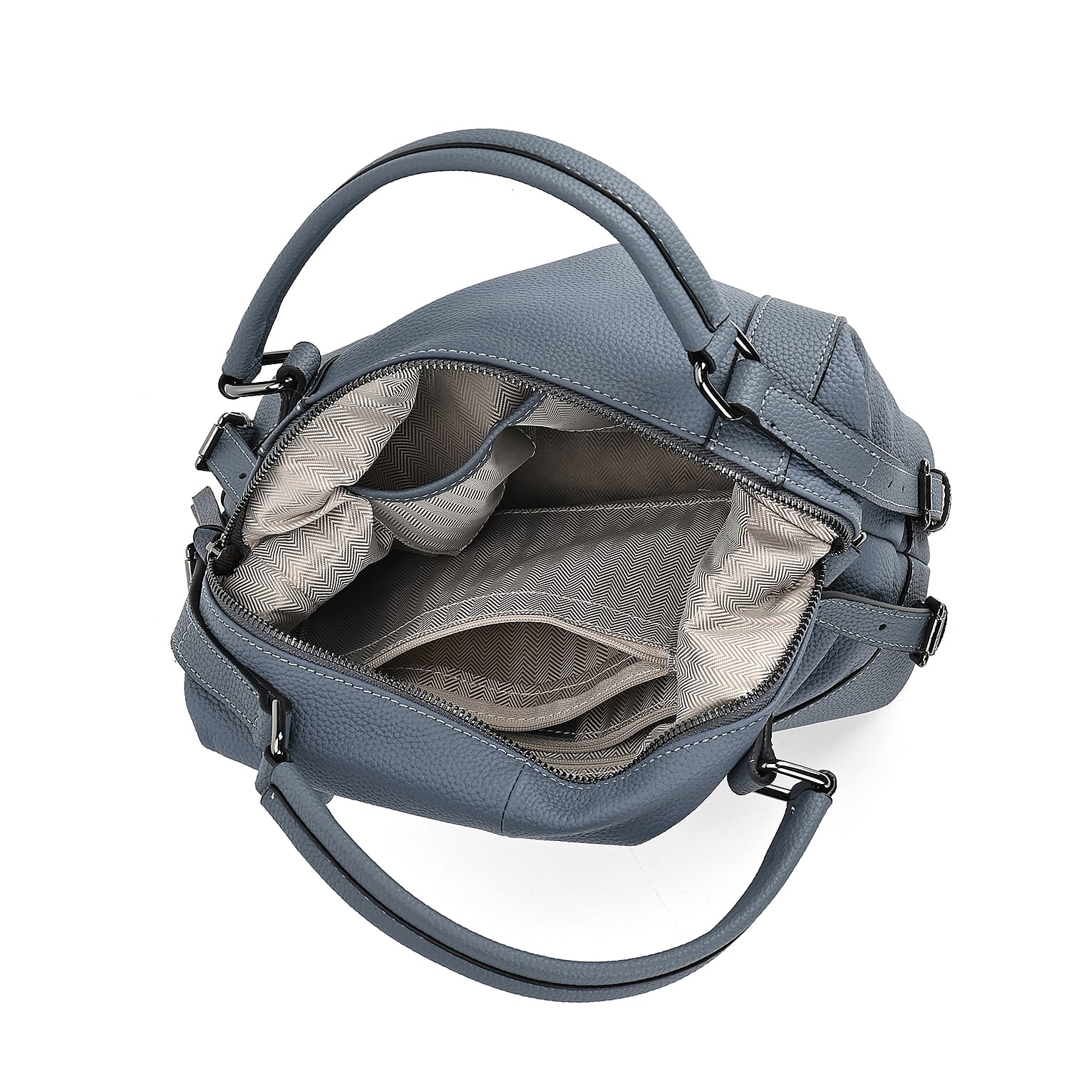 Leather Solid Crossbody Bag (Size 29x13x22 cm) - Navy & Green