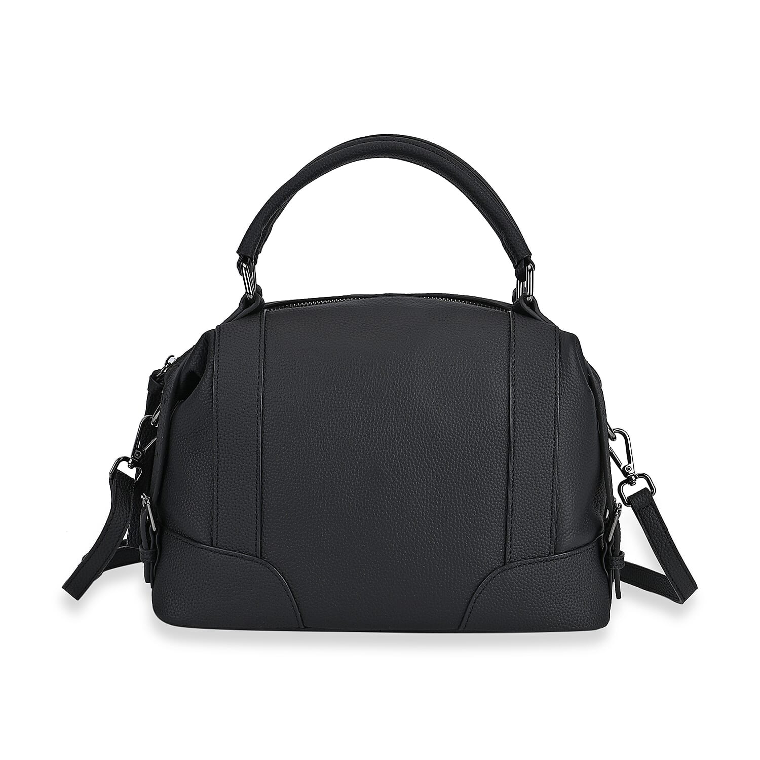 Leather Solid Crossbody Bag (Size 29x13x22 cm) - Black & Green