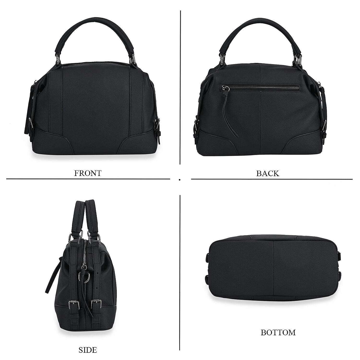 Leather Solid Crossbody Bag (Size 29x13x22 cm) - Black & Green