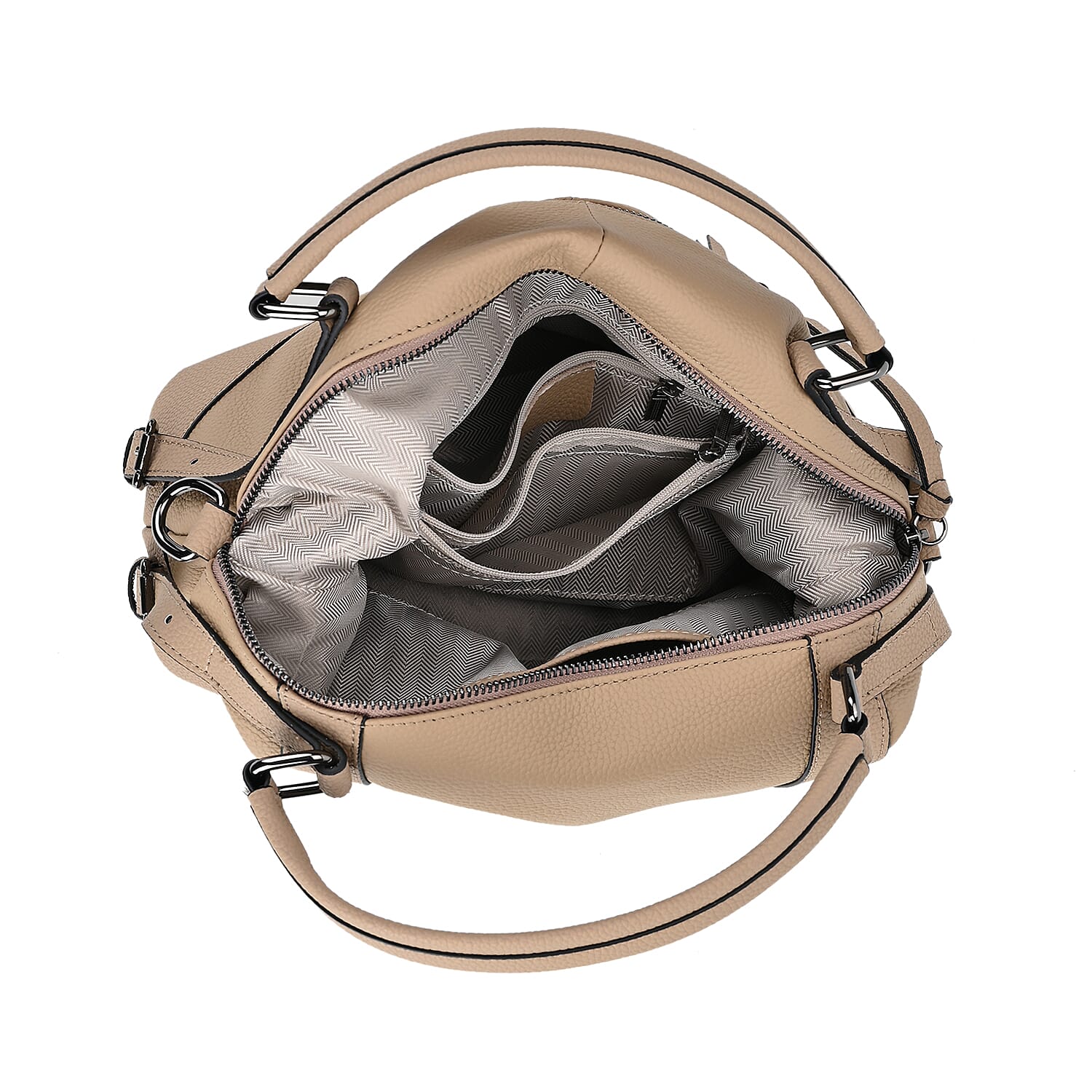 Leather Solid Crossbody Bag (Size 29x13x22 cm) - Beige & Green Leather Solid Crossbody Bag (Size 29x13x22 cm) - Beige & Green