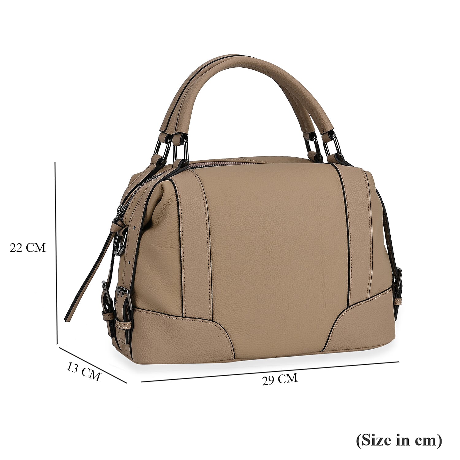 Leather Solid Crossbody Bag (Size 29x13x22 cm) - Beige & Green Leather Solid Crossbody Bag (Size 29x13x22 cm) - Beige & Green