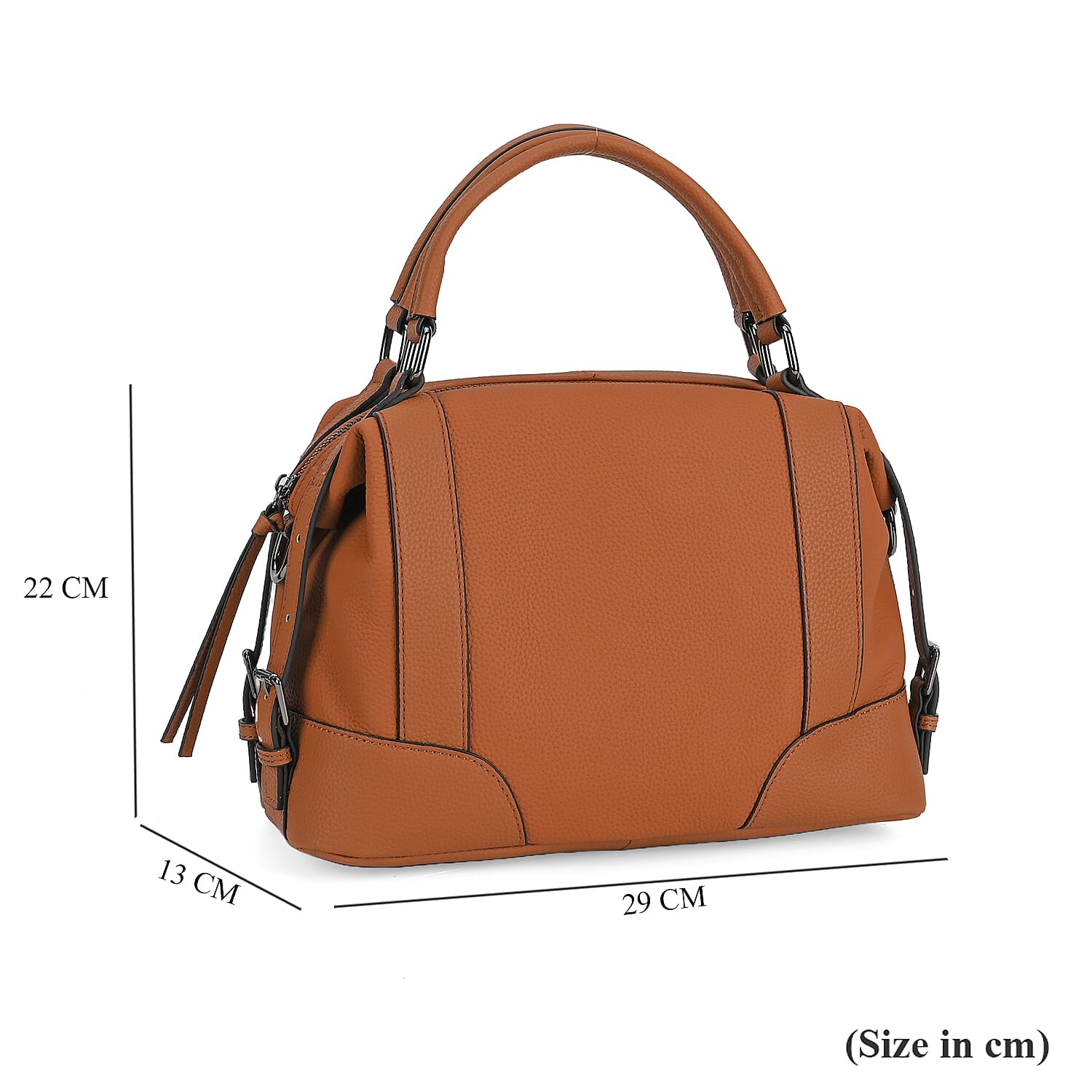 Leather Solid Crossbody Bag (Size 29x13x22 cm) - Tan & Green