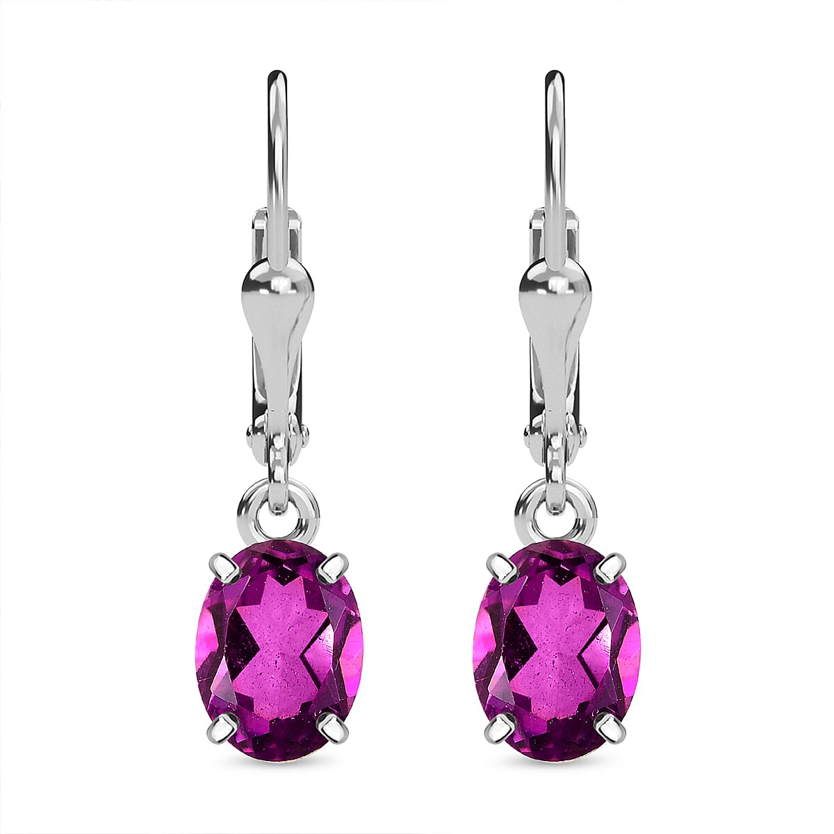 Rubellite Colour Quartz Lever Back Earrings Sterling Silver  3.00  Ct.