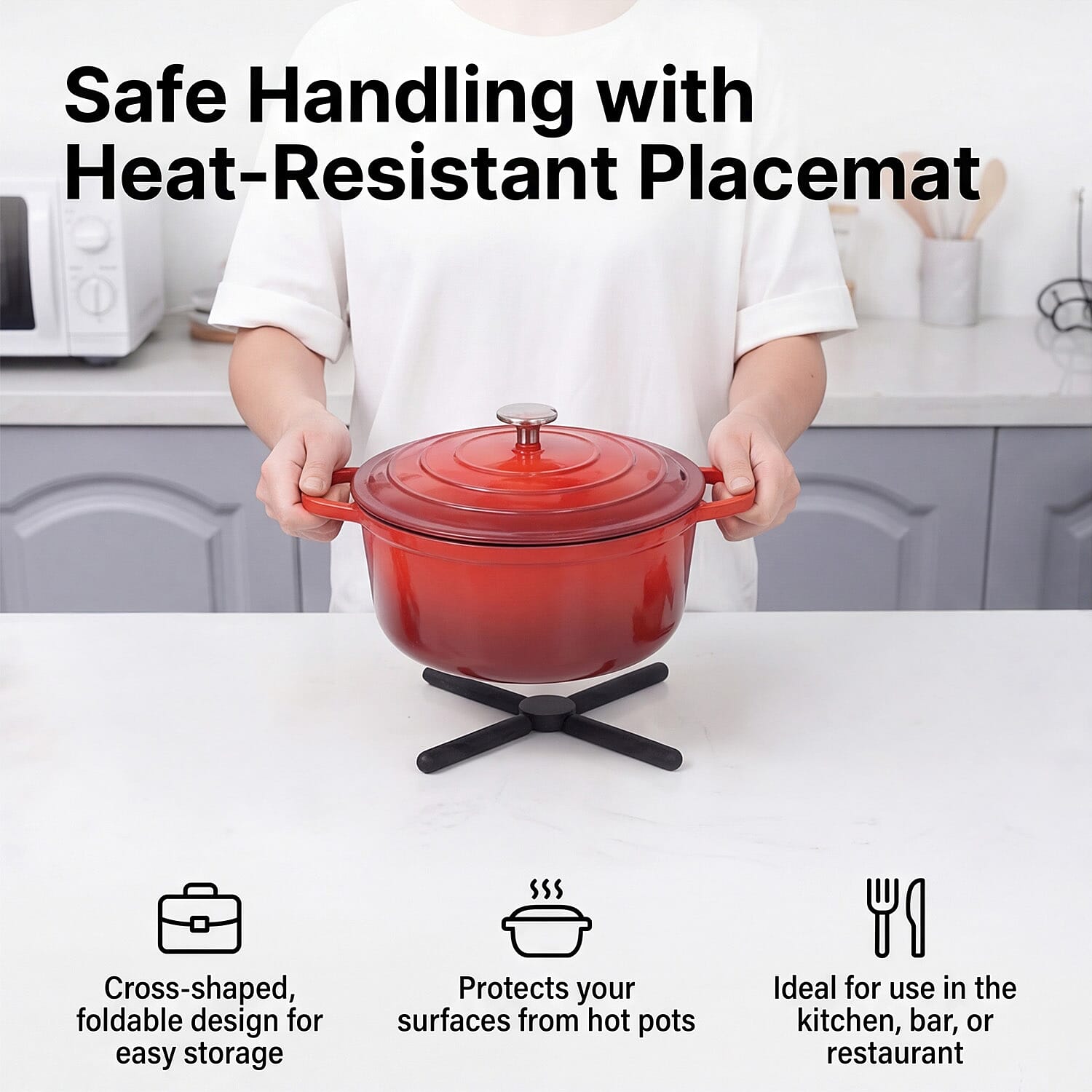 Foldable Pot Coaster, 2-in1-Knife and Bottle-Jar Opener (Kitchen Tool Set)