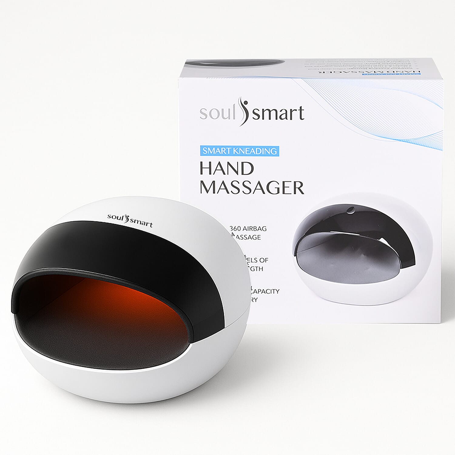 Palm Spa and Heat- SoulSmart- Vibration, Palm Spin and Heat Soothing Cordless Hand Massager