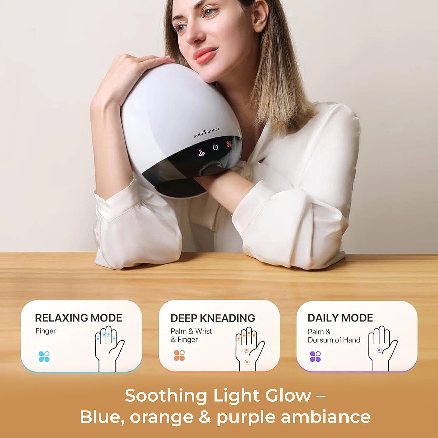 Palm Spa and Heat- SoulSmart- Vibration, Palm Spin and Heat Soothing Cordless Hand Massager