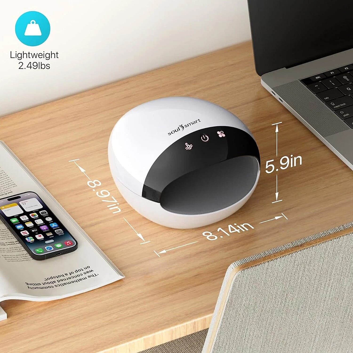 Palm Spa and Heat- SoulSmart- Vibration, Palm Spin and Heat Soothing Cordless Hand Massager