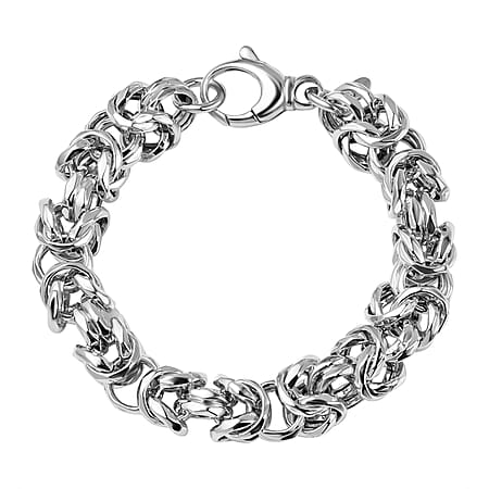 La Bella - Fine Italian Jewellery- Handmade Sterling Silver Byzantine Bracelet, Silver Wt. 30 Gms (Size - 8)