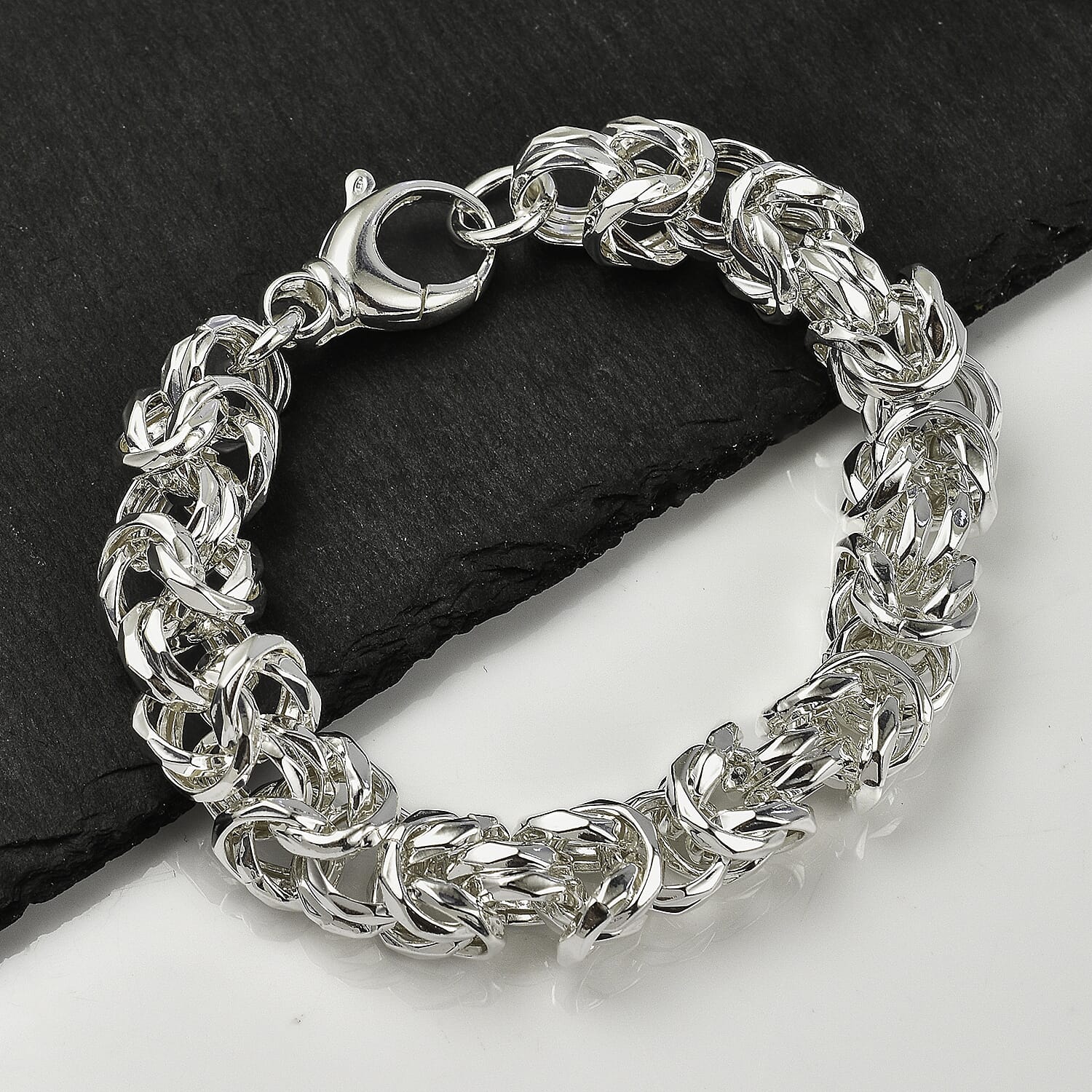 La Bella - Fine Italian Jewellery- Handmade Sterling Silver Byzantine Bracelet, Silver Wt. 30 Gms (Size - 8)