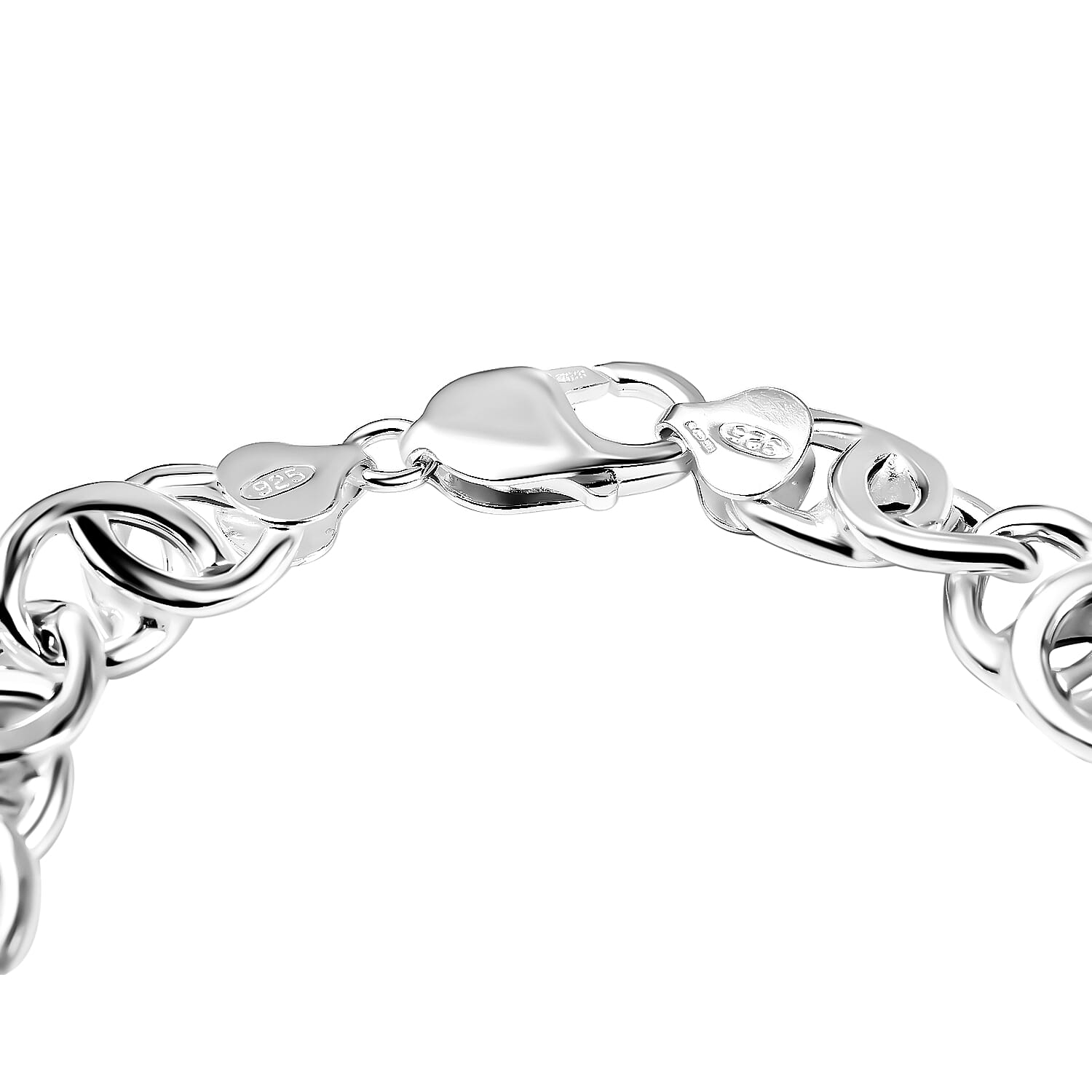La Bella Fine Italian Jewellery- Handmade Sterling Silver Occhio Bracelet (Size - 8) with Lobster Clasp, Silver Wt. 18.11 Gms.