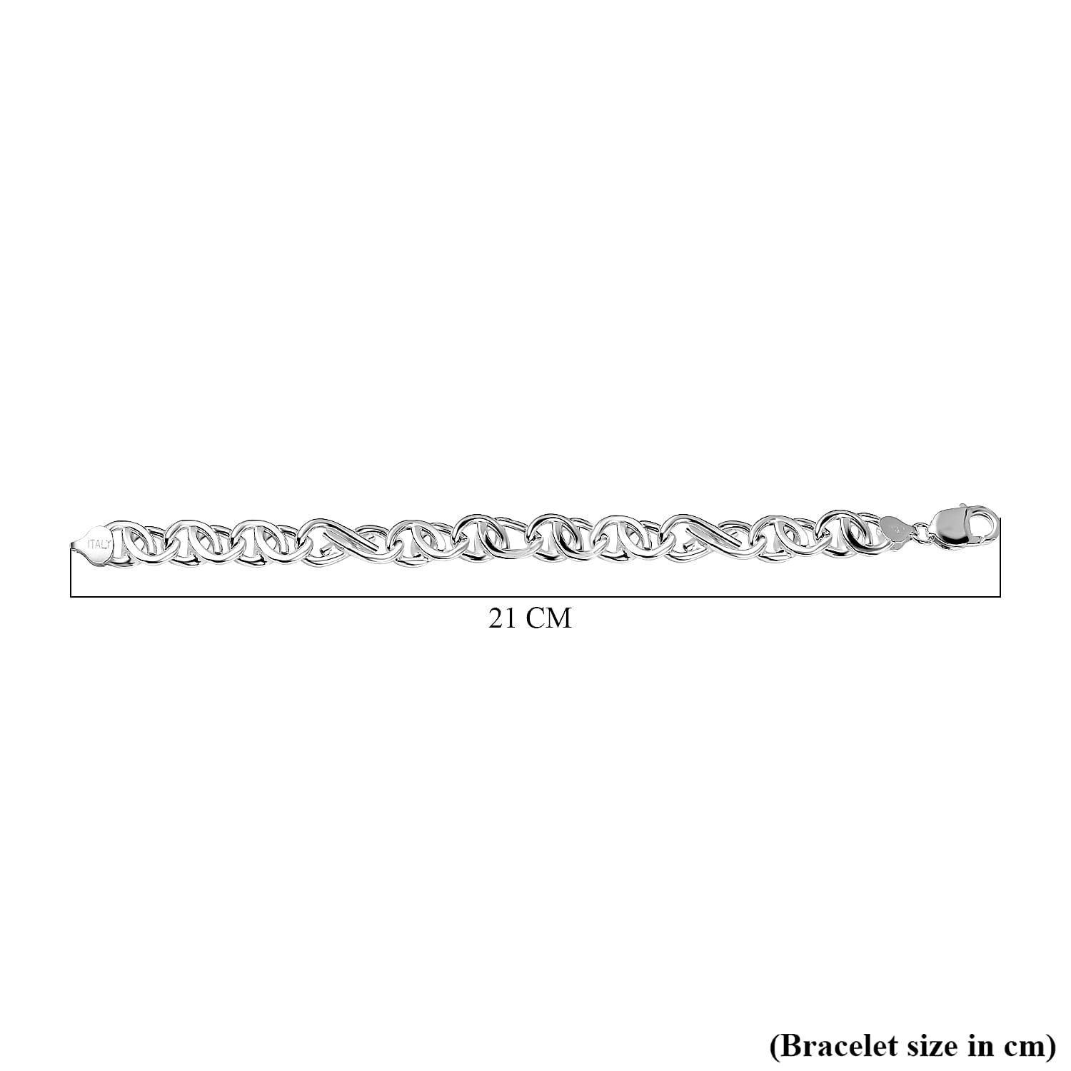 La Bella Fine Italian Jewellery- Handmade Sterling Silver Occhio Bracelet (Size - 8) with Lobster Clasp, Silver Wt. 18.11 Gms.