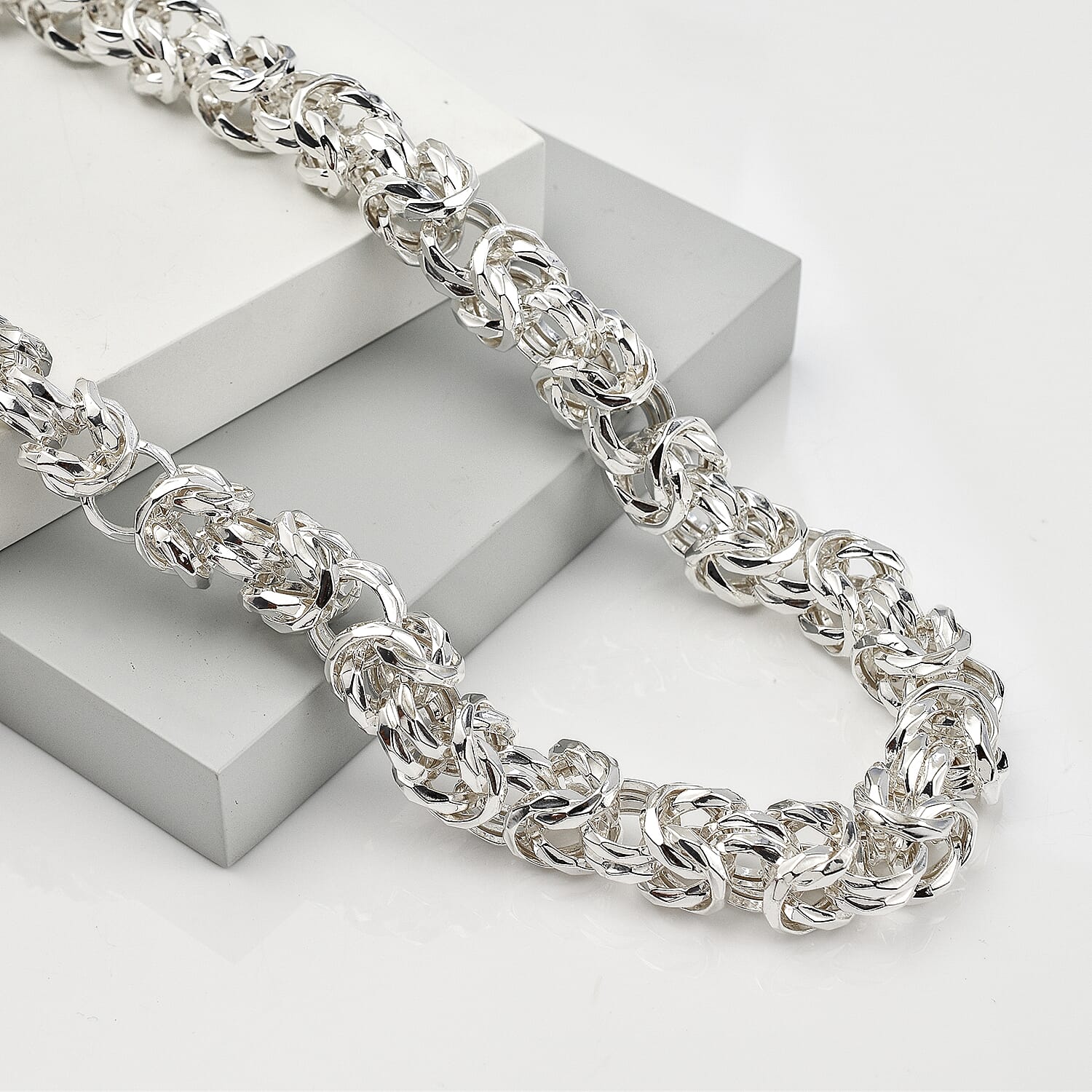 La Bella - Fine Italian Jewellery- Handmade Sterling Silver Byzantine Necklace (Size 22), Silver Wt. 85.00 Gms.