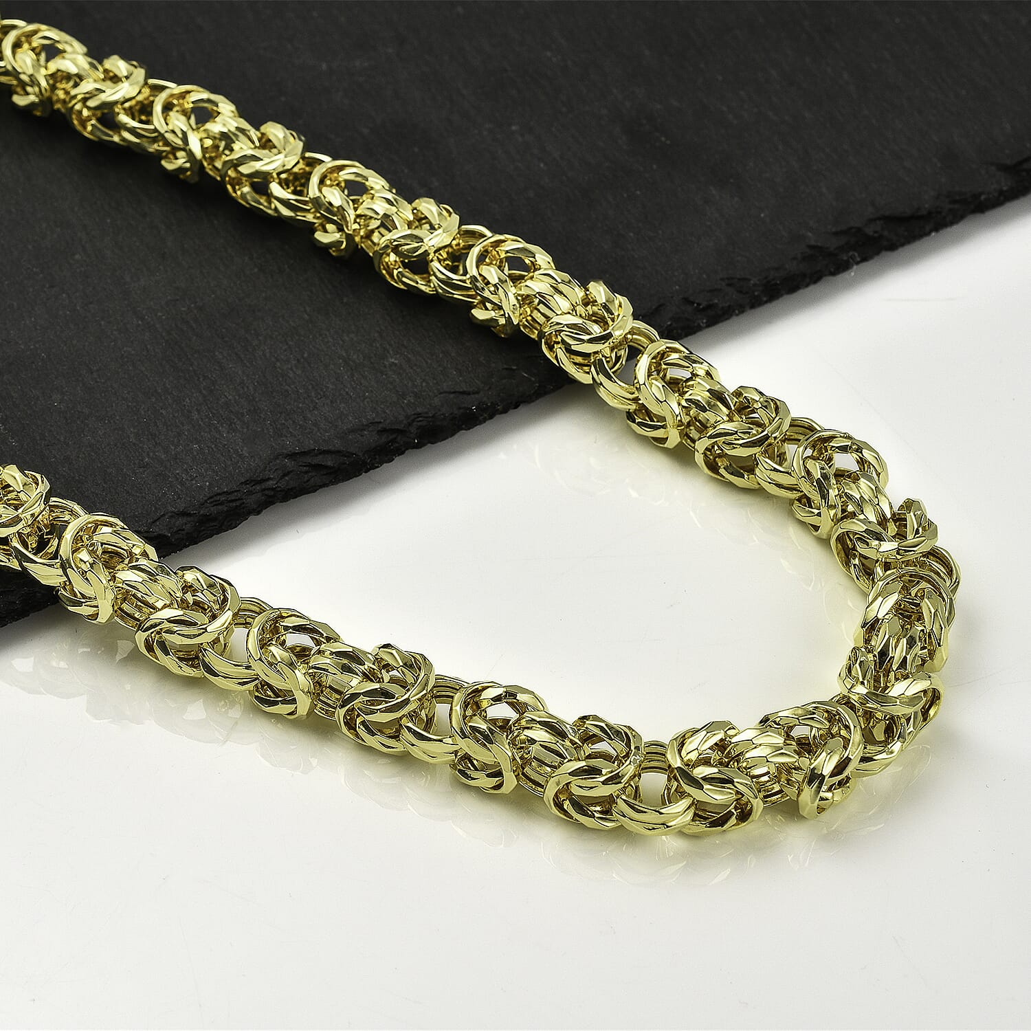 La Bella Fine Italian Jewellery- Handmade Yellow Gold Overlay Sterling Silver Byzantine Necklace (Size 22), Silver Wt. 85.00 Gms. La Bella Fine Italian Jewellery- Handmade Yellow Gold Overlay Sterling Silver Byzantine Necklace (Size 22), Silver Wt. 85.00 Gms.