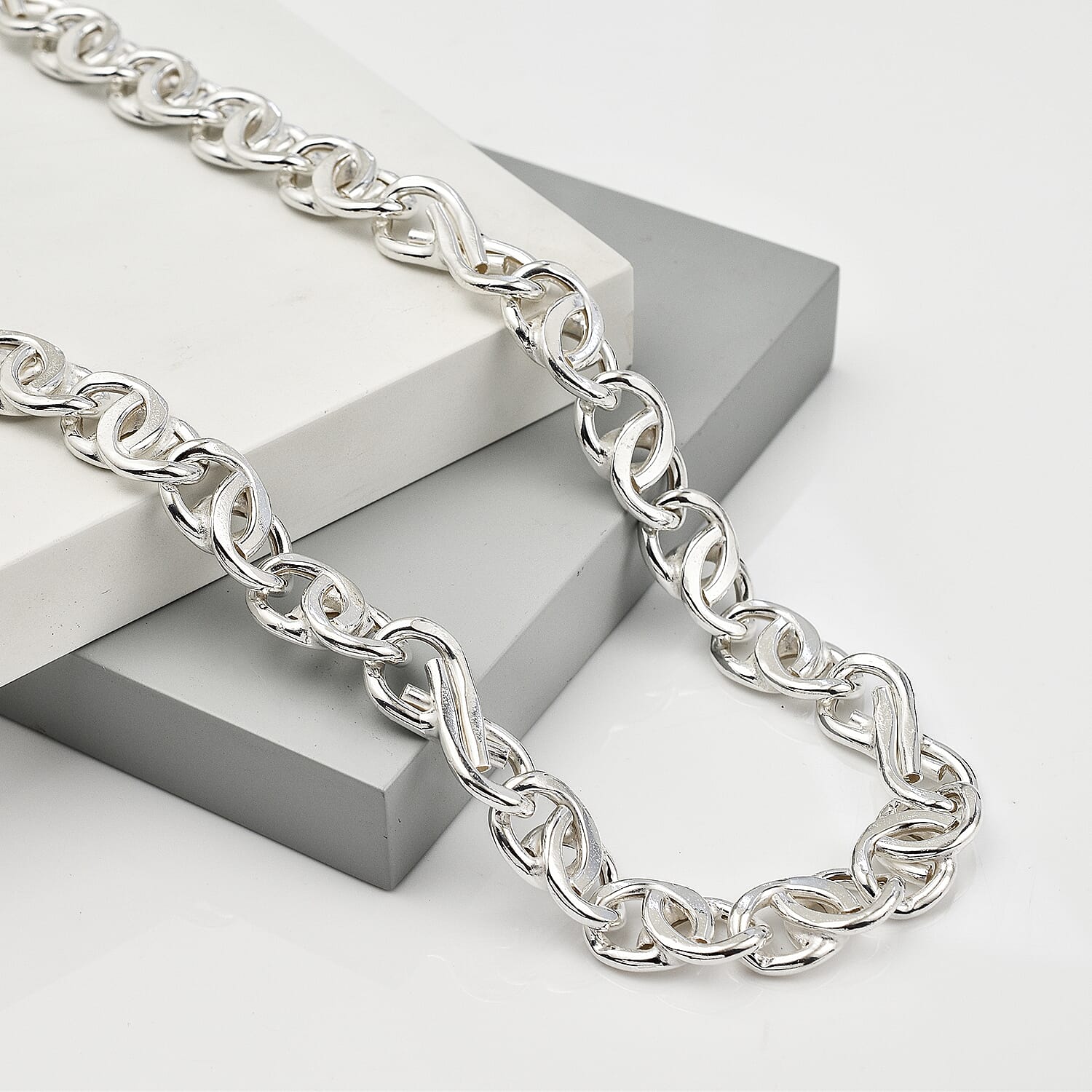 La Bella Fine Italian Jewellery- Handmade Sterling Silver Rambo Necklace (Size 20), Silver Wt. 45 Gms