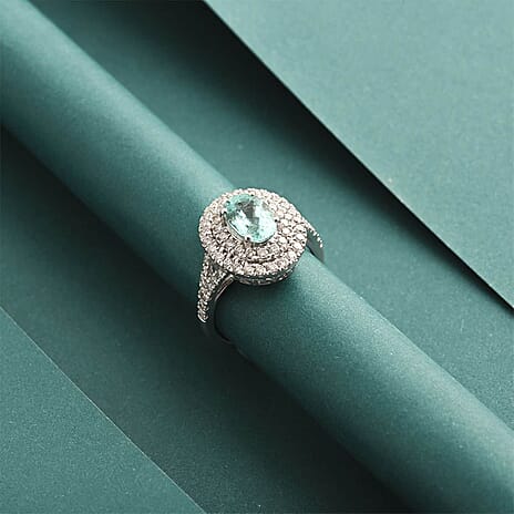 950 Platinum  AAAA  Paraiba Tourmaline   White Diamond  VS Ring 2.75 ct,  Platinum Wt. 9.25 Gms  2.750  Ct.
