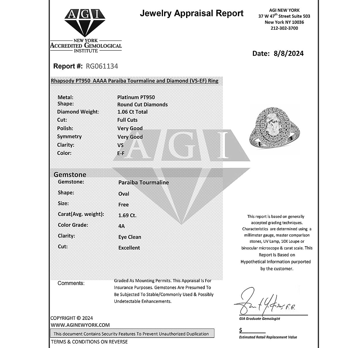 950 Platinum AAAA Paraiba Tourmaline White Diamond VS Ring 2.75 ct, Platinum Wt. 9.25 Gms 2.750 Ct. 950 Platinum AAAA Paraiba Tourmaline White Diamond VS Ring 2.75 ct, Platinum Wt. 9.25 Gms 2.750 Ct.