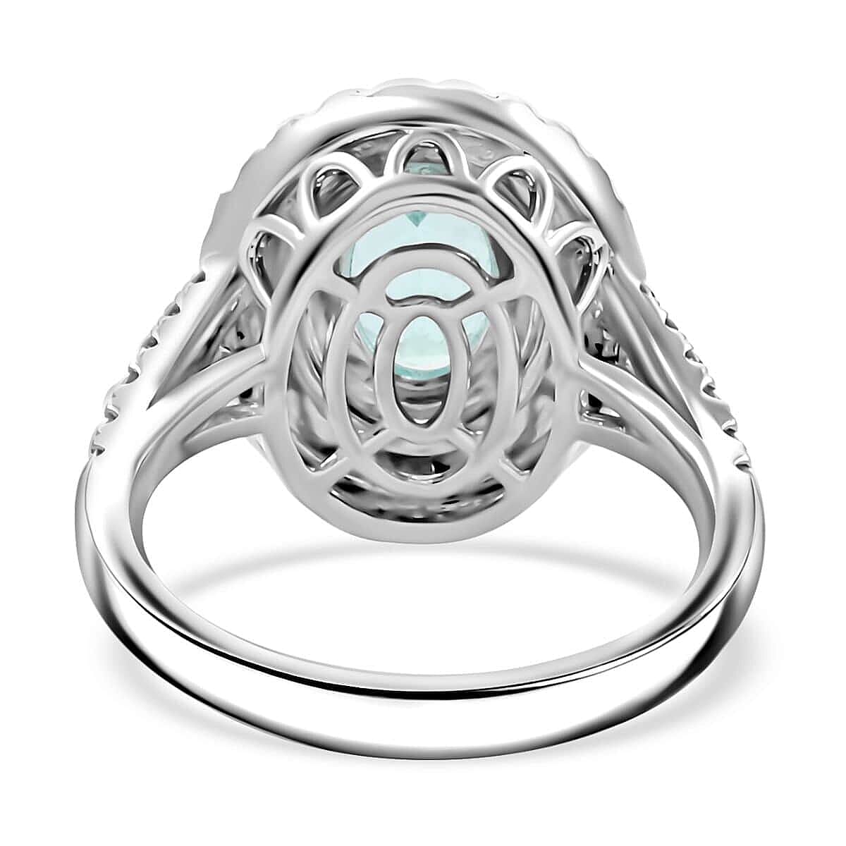 950 Platinum AAAA Paraiba Tourmaline White Diamond VS Ring 2.75 ct, Platinum Wt. 9.25 Gms 2.750 Ct. 950 Platinum AAAA Paraiba Tourmaline White Diamond VS Ring 2.75 ct, Platinum Wt. 9.25 Gms 2.750 Ct.