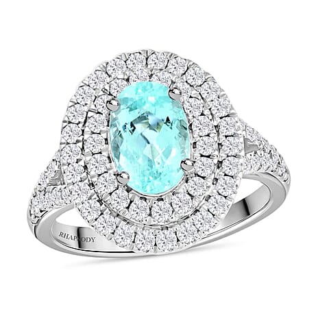 950 Platinum  AAAA  Paraiba Tourmaline   White Diamond  VS Ring 2.75 ct,  Platinum Wt. 9.25 Gms  2.750  Ct.