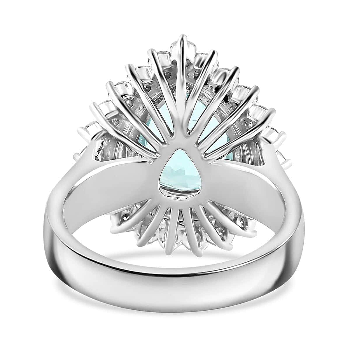 950 Platinum AAAA Paraiba Tourmaline White Diamond VS Ring 5.40 ct, Platinum Wt. 14.44 Gms 5.400 Ct. 950 Platinum AAAA Paraiba Tourmaline White Diamond VS Ring 5.40 ct, Platinum Wt. 14.44 Gms 5.400 Ct.