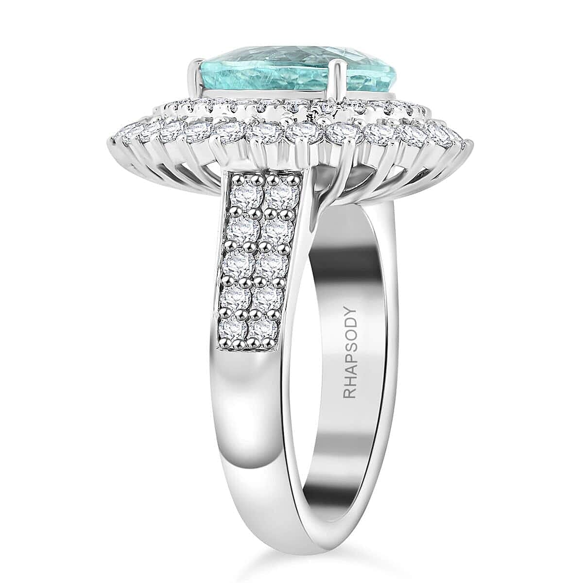 950 Platinum  AAAA  Paraiba Tourmaline   White Diamond  VS Ring 5.40 ct,  Platinum Wt. 14.44 Gms  5.400  Ct.