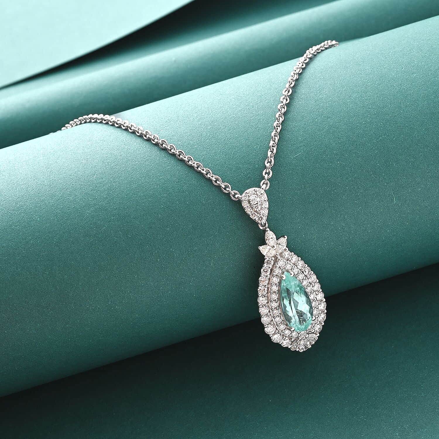 950 Platinum  AAAA  Paraiba Tourmaline   White Diamond  VS Pendant 3.50 ct,  Platinum Wt. 16.97 Gms  3.500  Ct.