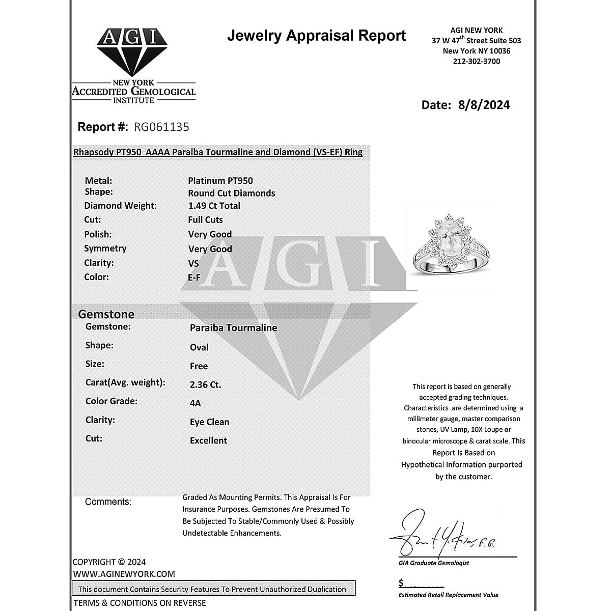 950 Platinum AAAA Paraiba Tourmaline White Diamond VS Ring 3.85 ct, Platinum Wt. 10.82 Gms 3.850 Ct. 950 Platinum AAAA Paraiba Tourmaline White Diamond VS Ring 3.85 ct, Platinum Wt. 10.82 Gms 3.850 Ct.