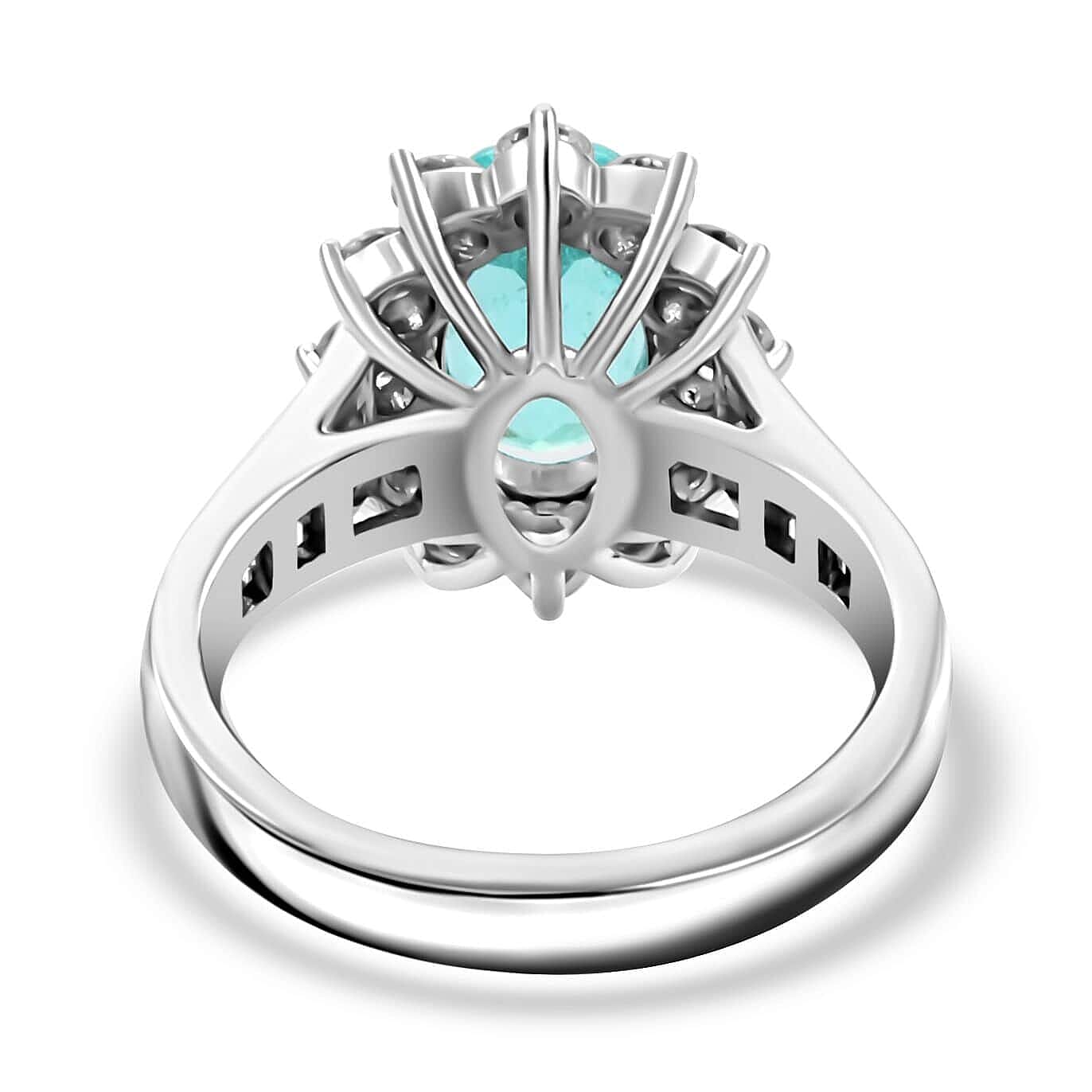 950 Platinum AAAA Paraiba Tourmaline White Diamond VS Ring 3.85 ct, Platinum Wt. 10.82 Gms 3.850 Ct. 950 Platinum AAAA Paraiba Tourmaline White Diamond VS Ring 3.85 ct, Platinum Wt. 10.82 Gms 3.850 Ct.