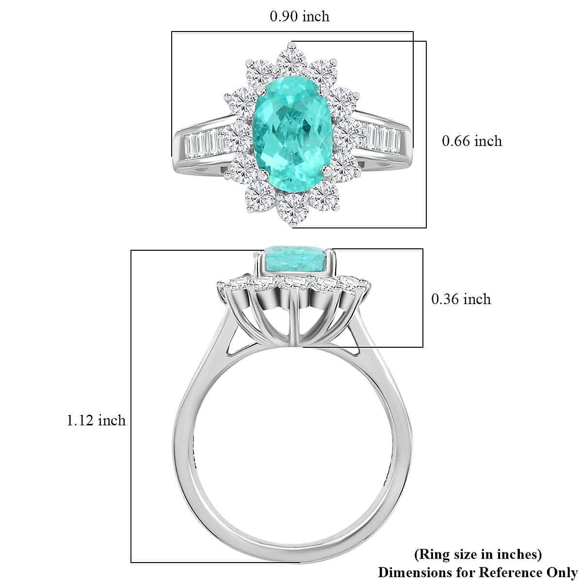 950 Platinum  AAAA  Paraiba Tourmaline   White Diamond  VS Ring 3.85 ct,  Platinum Wt. 10.82 Gms  3.850  Ct.