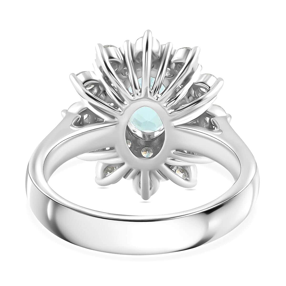 950 Platinum  AAAA  Paraiba Tourmaline   White Diamond  VS Ring 2.50 ct,  Platinum Wt. 11.57 Gms  2.500  Ct.