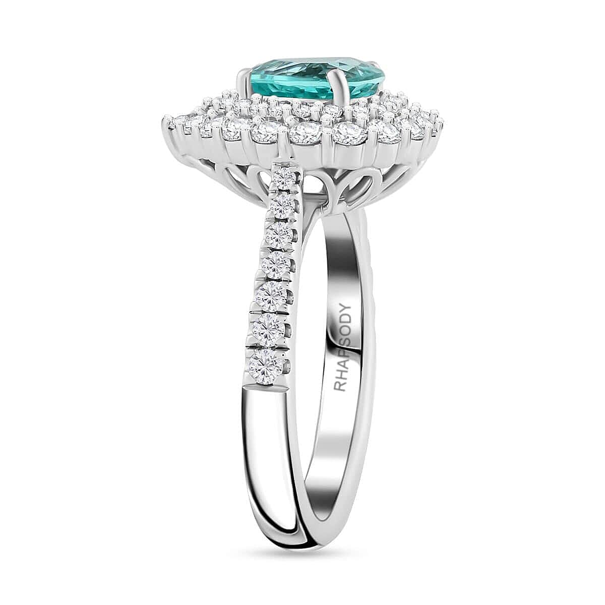 950 Platinum  AAAA  Paraiba Tourmaline   White Diamond  VS Ring 2.90 ct,  Platinum Wt. 9.73 Gms  2.900  Ct.