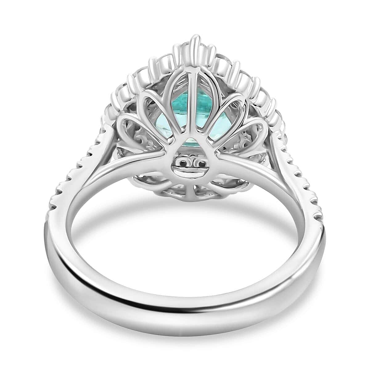 950 Platinum  AAAA  Paraiba Tourmaline   White Diamond  VS Ring 2.90 ct,  Platinum Wt. 9.73 Gms  2.900  Ct.