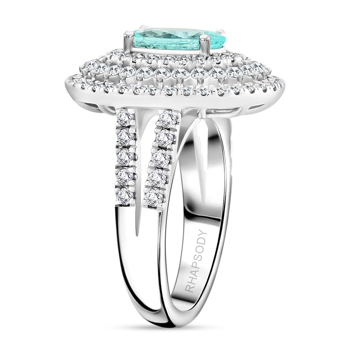 950 Platinum  AAAA  Paraiba Tourmaline   White Diamond  VS Ring 3.10 ct,  Platinum Wt. 13.33 Gms  3.100  Ct.